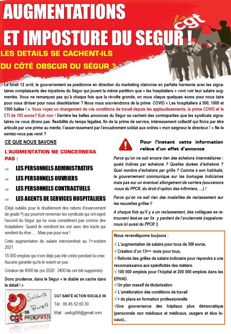 AUGMENTATIONS  ET IMPOSTURE DU SEGUR !