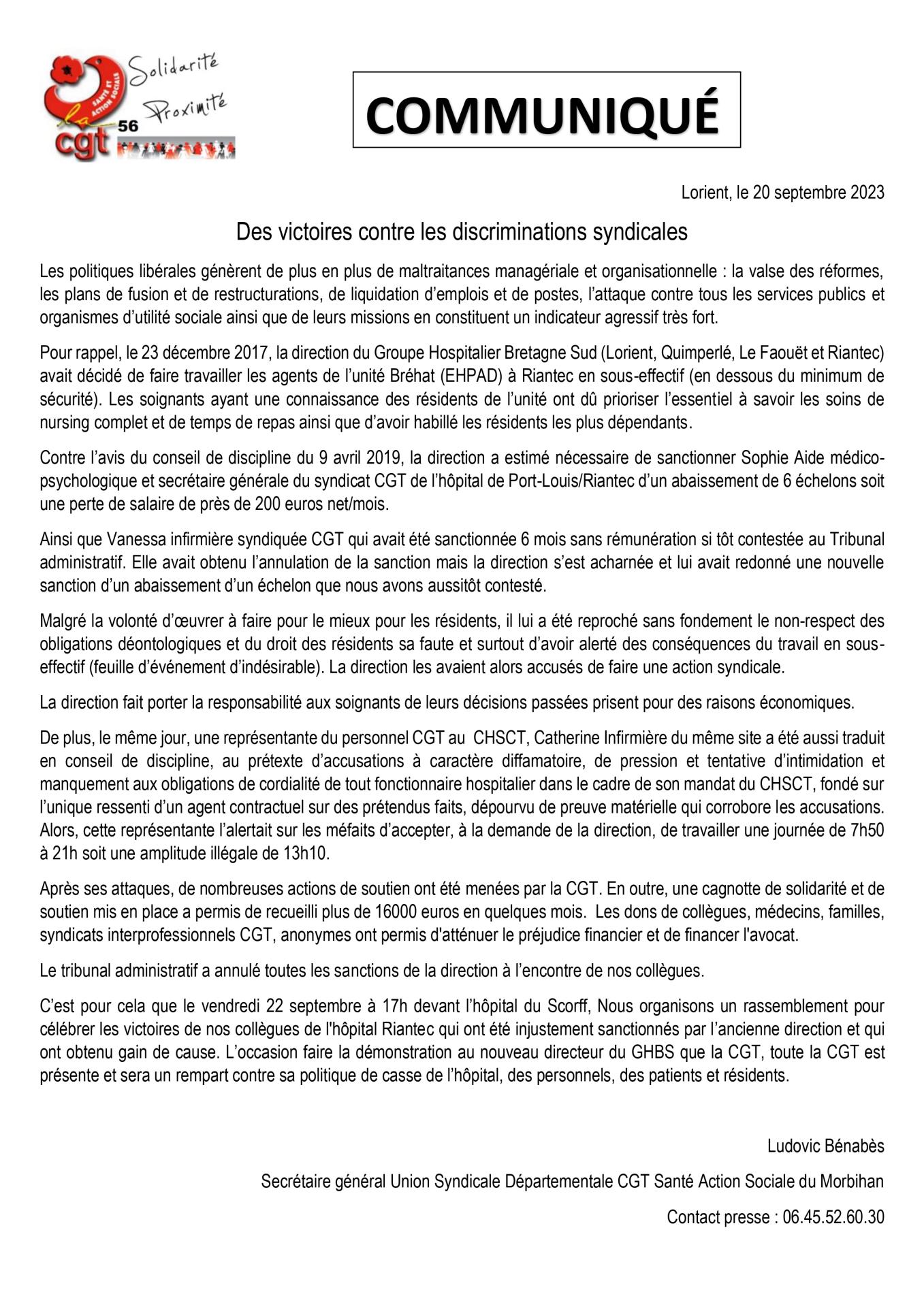 20092023 communique de presse des victoires contre les discrininations syndicales 22092023 page 0001