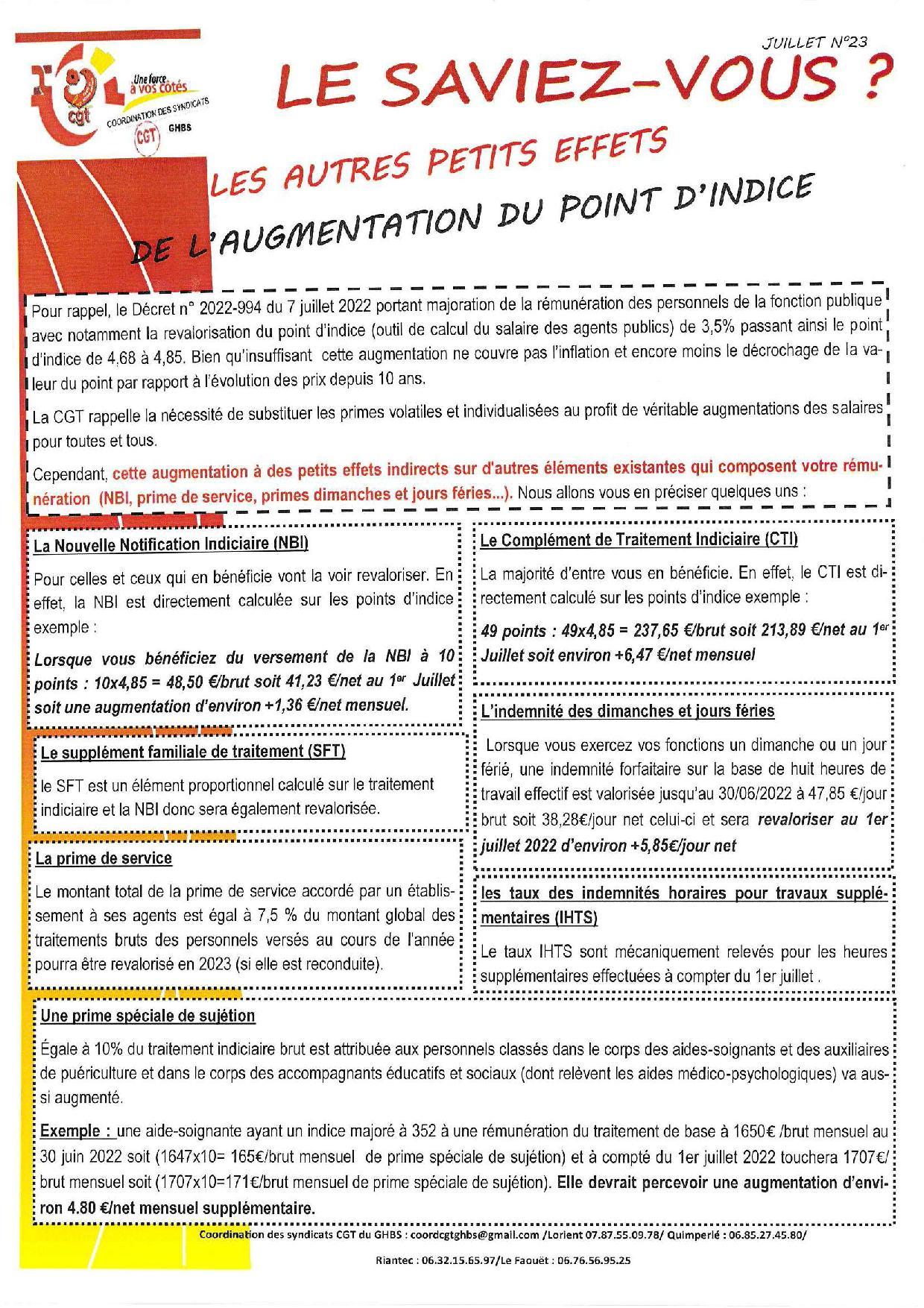 Augmentation point indice