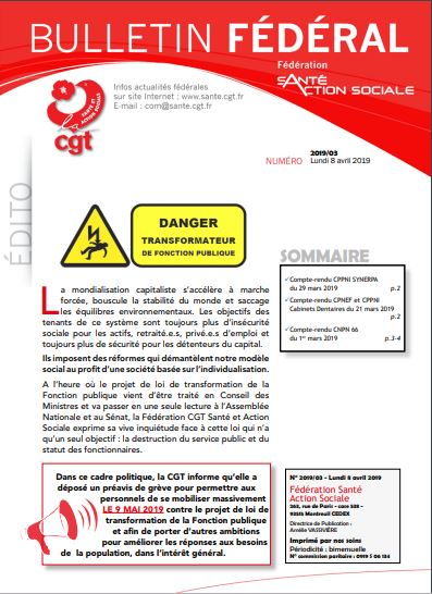 Bulletin Fédéral n°03 du 8 avril 2019