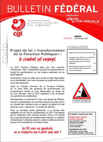 Bulletin Fédéral n°02 du 25 mars 2019